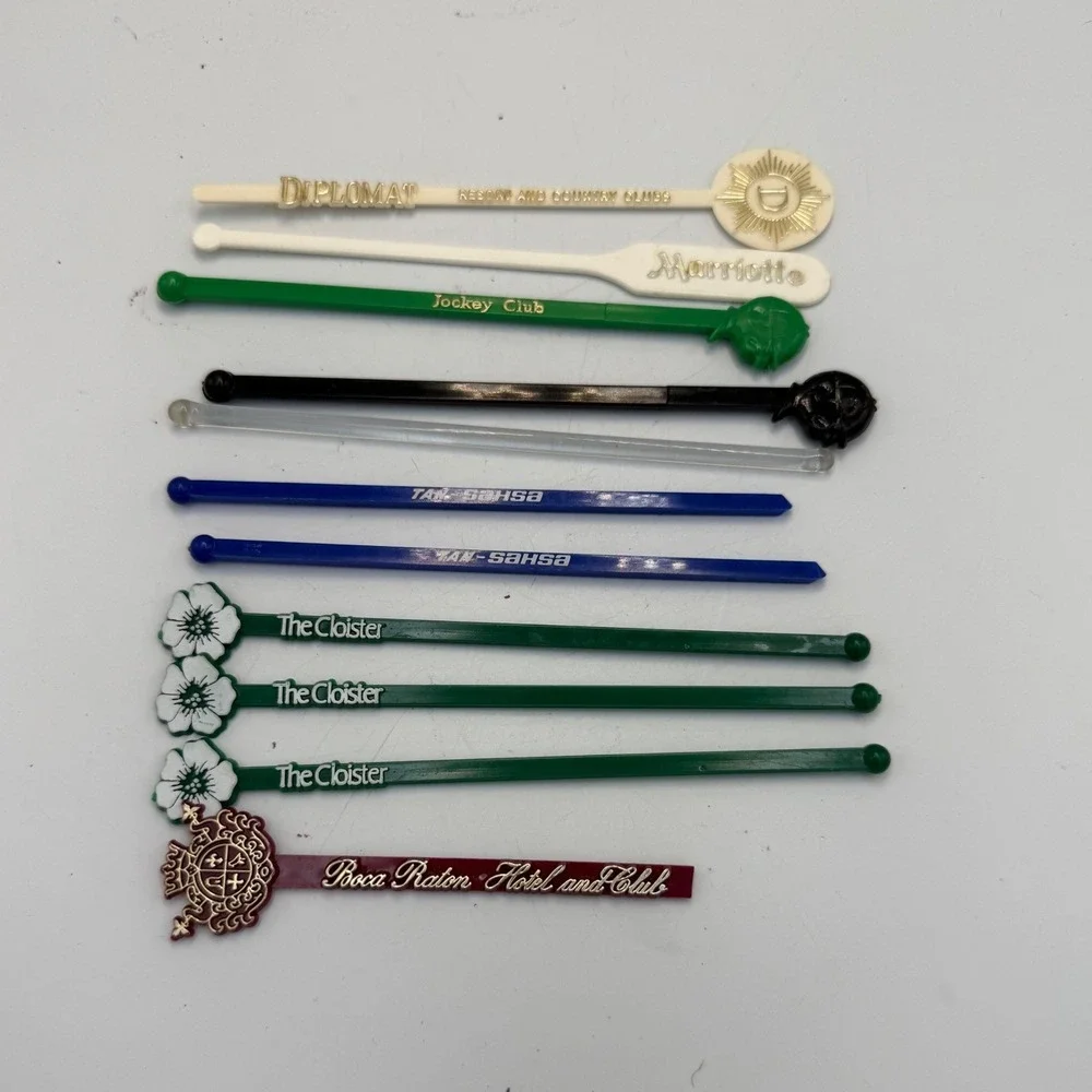 Vintage Hotel Swizzle Stick Lot The Cloister Boca Raton Jockey Club 11pc